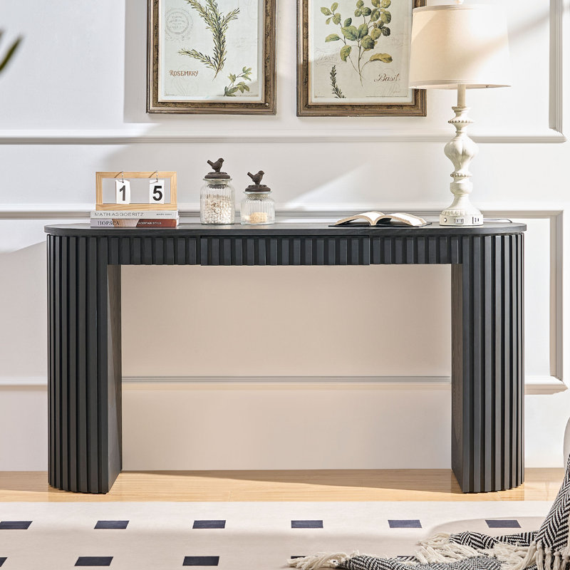 Modern Console Table With Drawer, Black, 31.49" H x 59.05" W x 15.74" D, Yes