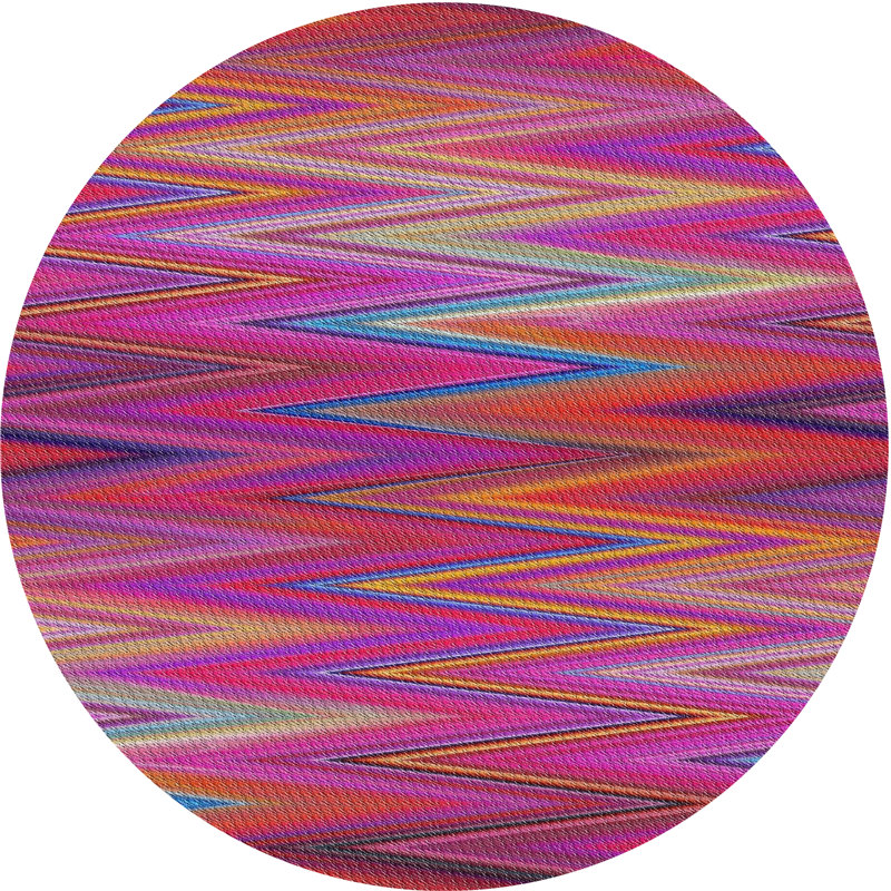 Tapis rose à chevrons Austell, Rond 7 pi