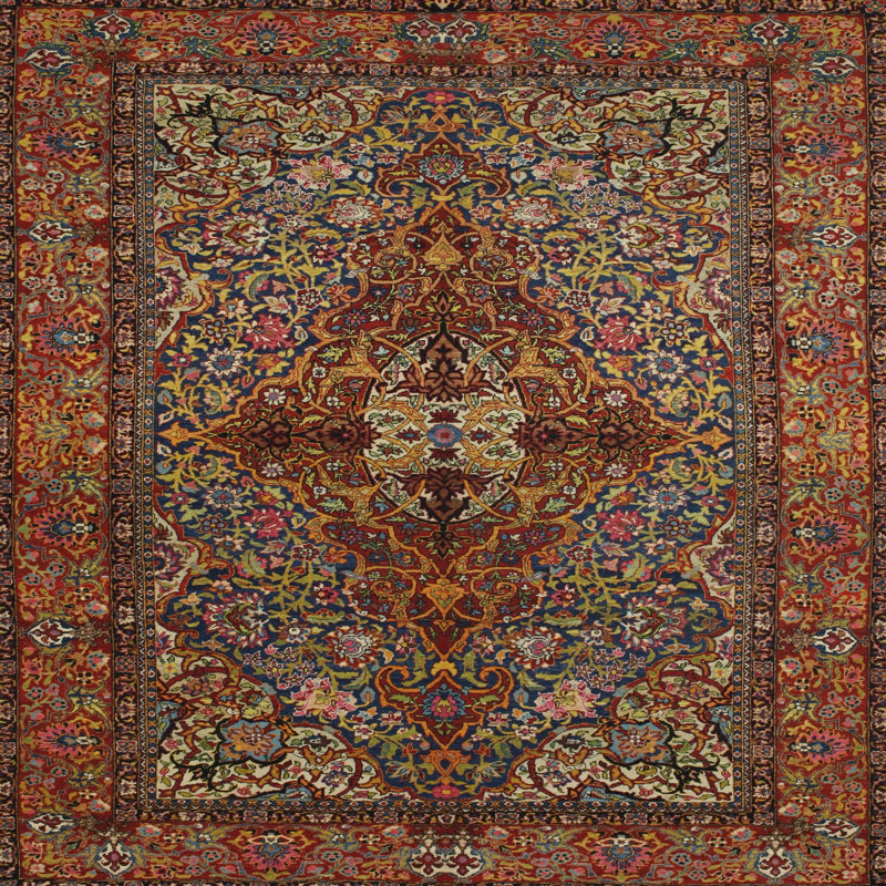 Tapis brun à motif oriental, Carré 6 pi x 6 pi
