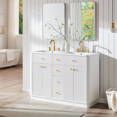 48'' Double Bathroom Vanity with Sink and 2 Storage Cabinets