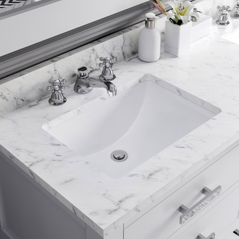 Madalyn 60" Double Sink Bathroom Vanity Set with Mirror, Solid White, Faucet & Mirror Included, 60"