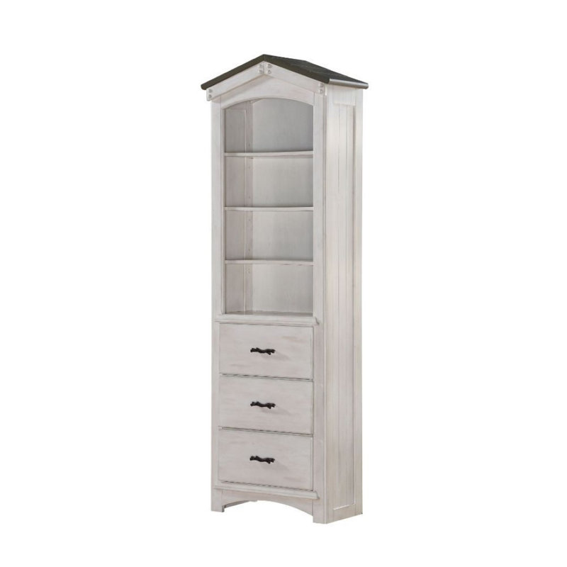 Bibliothèque 3 tiroirs avec armoire Sartain, Blanc