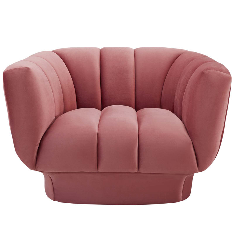 Dusty Rose Velvet Extra Wide Channel Tufted Accent Chair
