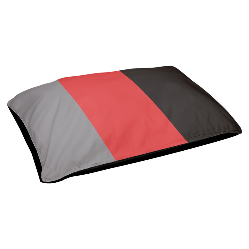 Coussin pour chien hockey Minnesota, Petit (l 28 po x P 18 po x H 9,5 po), Gris mat / rouge / noir
