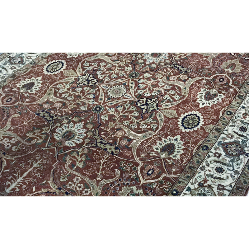 Tapis rouille et crème noué à la main de haute qualité