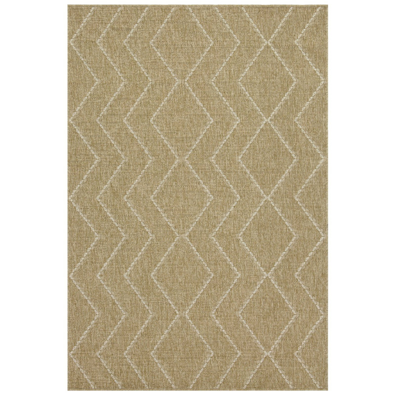 Earth Collection Floor Rug - 5 Ft 3 In X 7 Natural+White Polypropylene Stain For Frequent Use & Pet Mat Indoor Outdoor Foot Traffic Approved Of