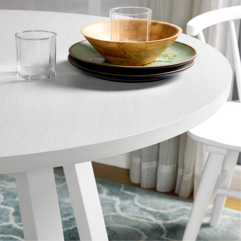 Table à tréteaux ronde en bois blanc 5 avec 4 chaises leurres respectables