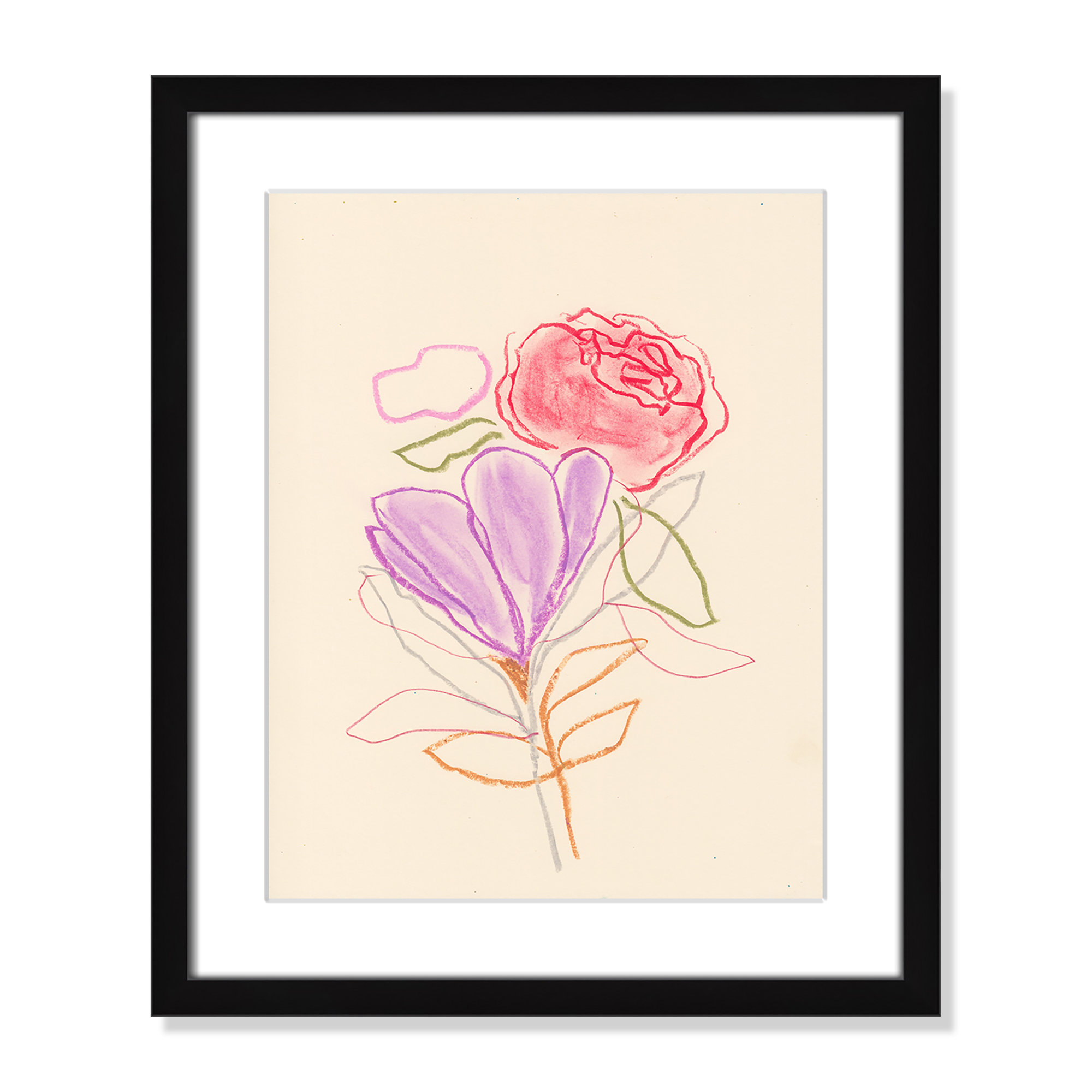 Simple Floral III Print by Bea Dina, Black Single Picture Framed Paper, White, 19" H x 16" W x 1.25" D