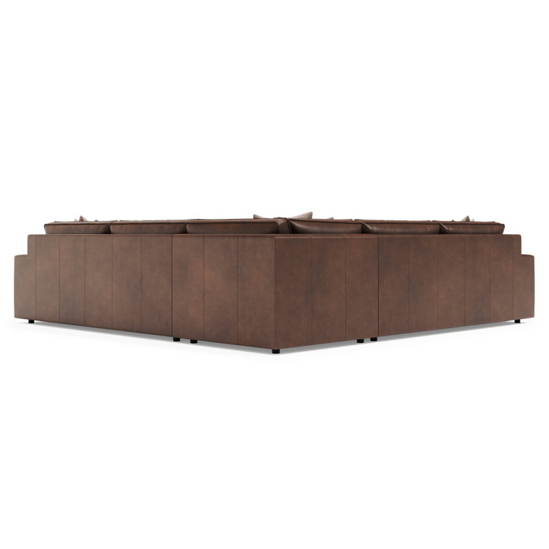 Nest 5-Piece Leather Sectional, 29.5" H x 120.5" W x 120.5" D, Symmetrical