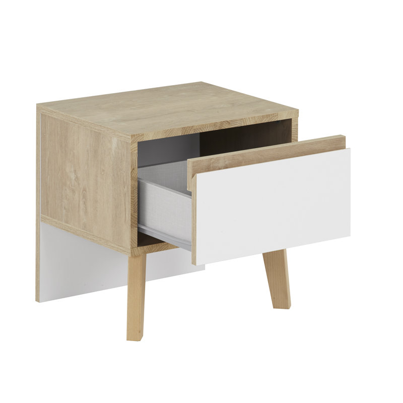 Xenia  42cm W Manufactured Wood Bedside Table, Beige/White