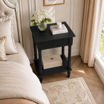 Table de chevet à 1 tablette et 1 tiroir au design élégant