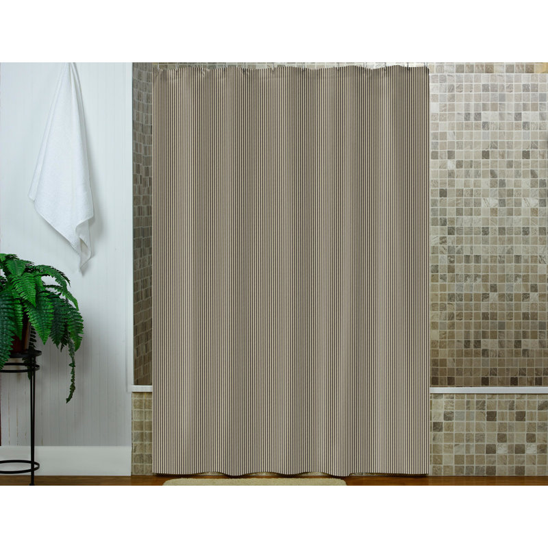 Oliviarae Cotton Striped Shower Curtain, Brown