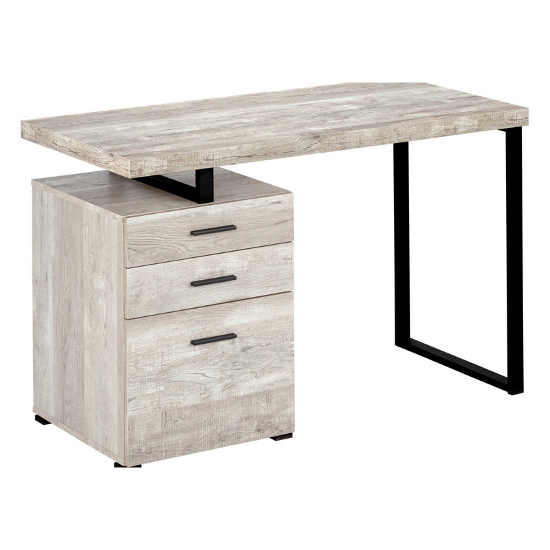 Bureau en stratifié beige avec accoudoirs contemporains en métal taupe de 48 po