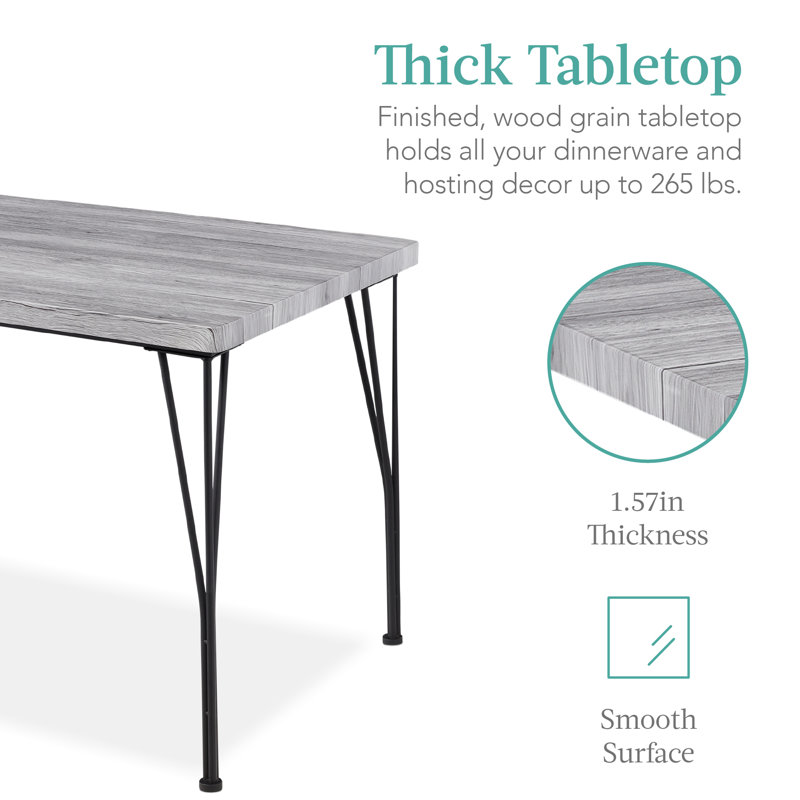 Gray Metal and Wood 5-Piece Rectangular Dining Set with 4 Chairs