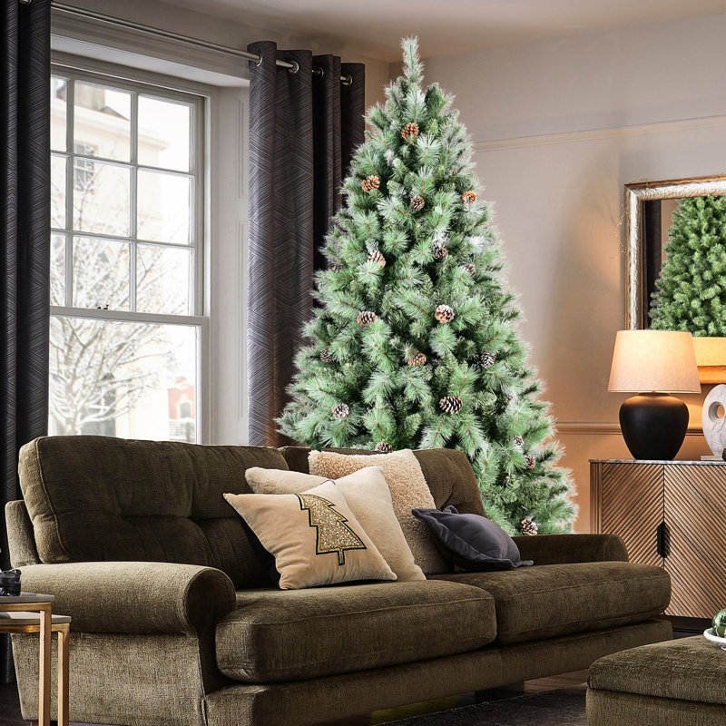 Arbre de Noël de 6 pi: 988 pointes mélangées, 66 branches de pin, conception à charnières facile à monter, support en métal fiable pour arbre de fête avec branches à aiguilles dures, structure simple, support