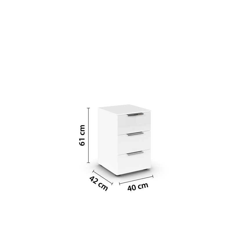 Manufactured Wood Bedside Table, Alpine White/White Glass/Chrome