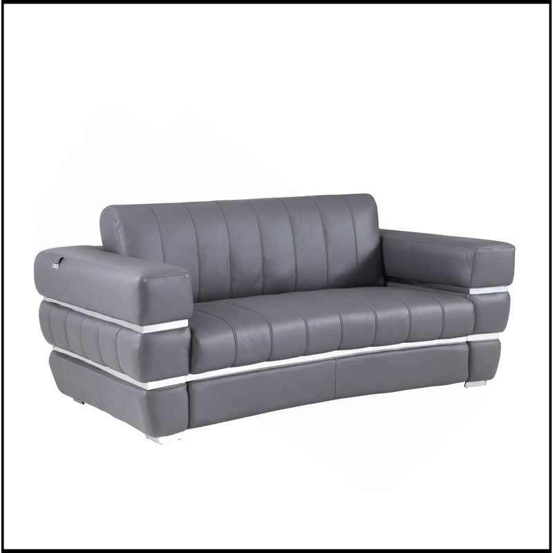 Causeuse en cuir italien Global United, Gris foncé