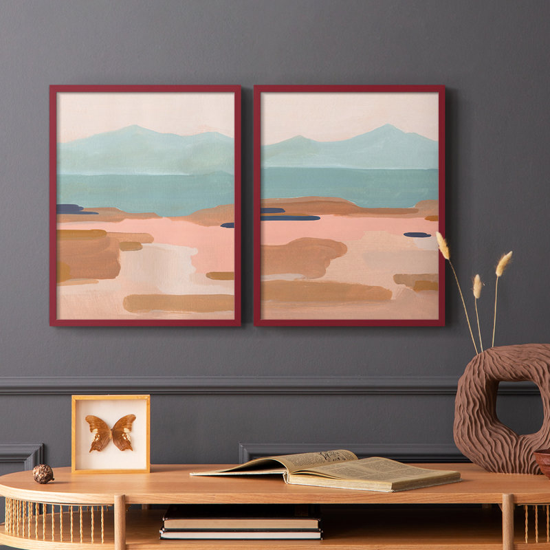 «Desert Sunrise I», reproduction encadrée de qualité supérieure - prête à être accrochée - aucun clou requis - aucun clou requis