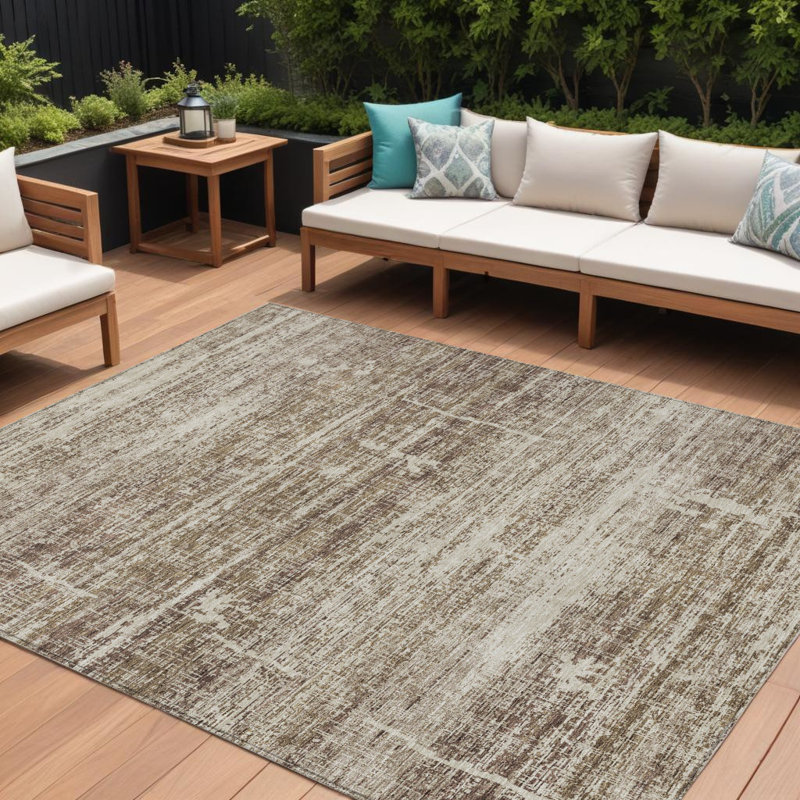Tapis intérieur lavable abstrait 9 pi x 12 pi beige