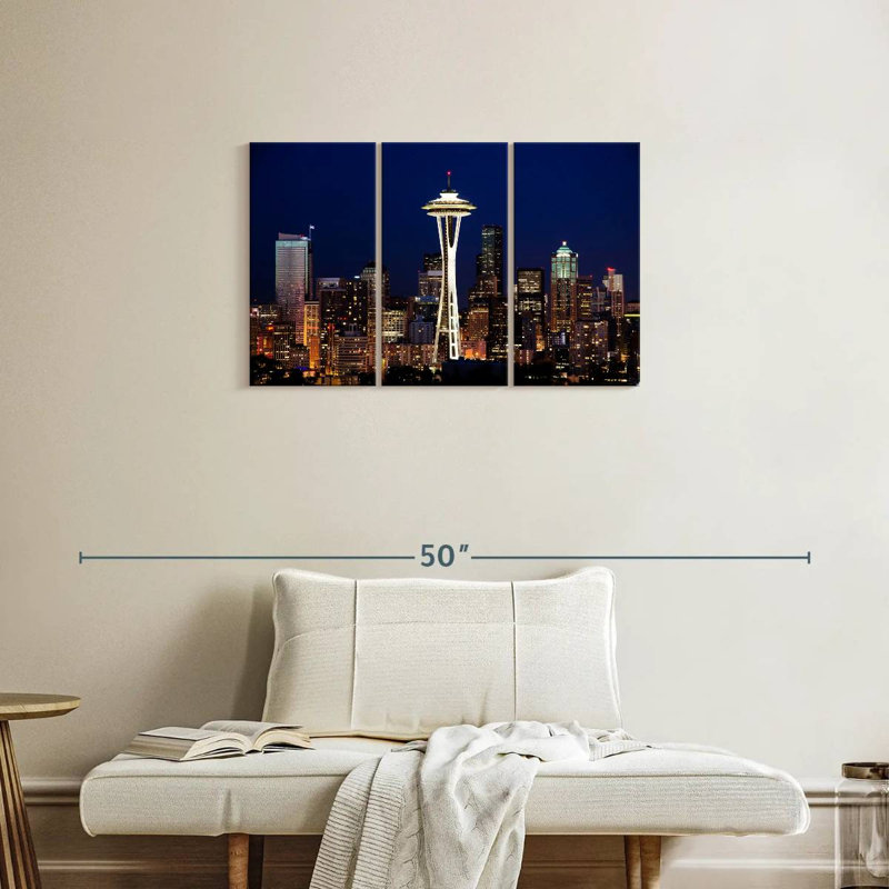 Sebbie Seattle Night Cityscape, 20" H x 33" W