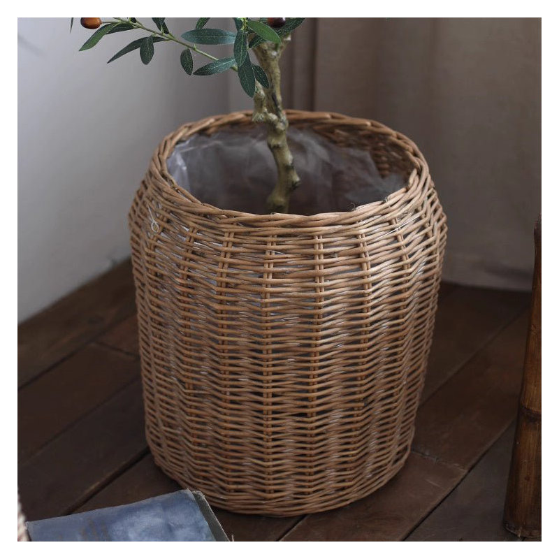 Panier à fleurs en osier naturel avec doublure