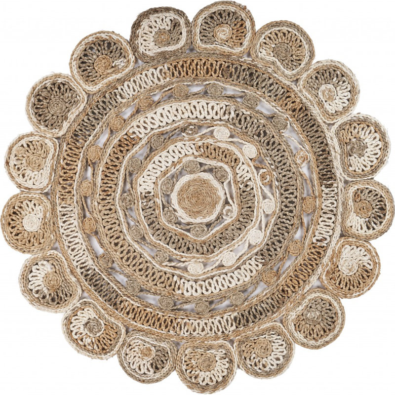 Kealan Modern Farmhouse Hand-braided Natural Fiber Jute Round Indoor Area Rug, Round 6'
