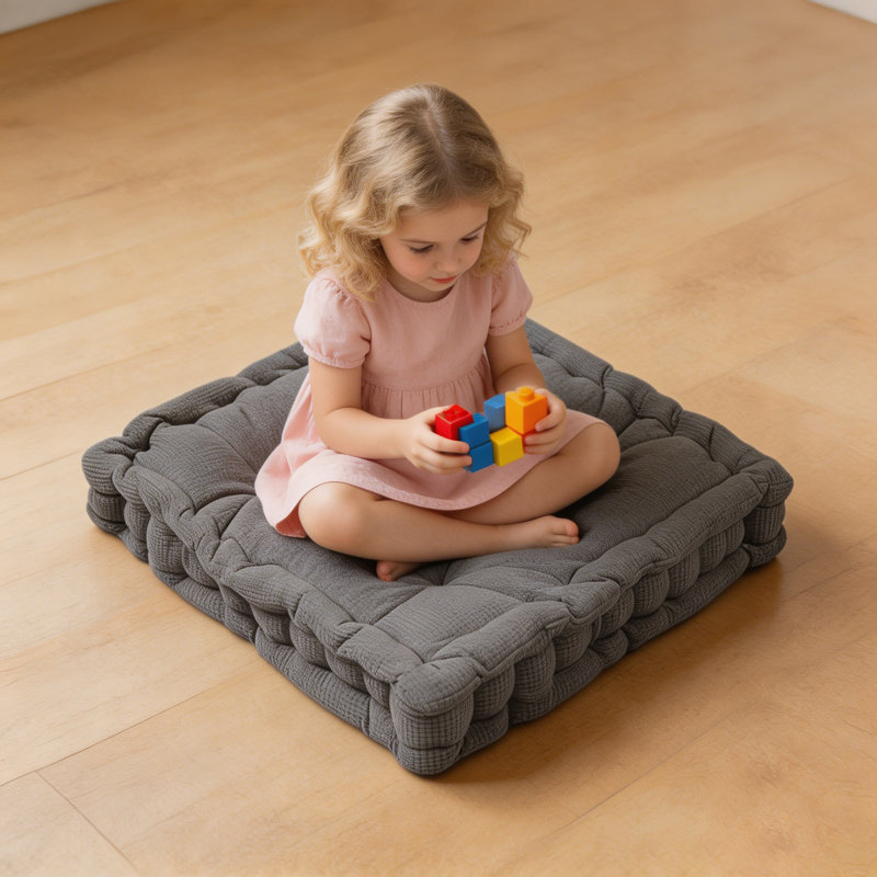 Square Microfiber  Floor Pillow /Cushion., Grey
