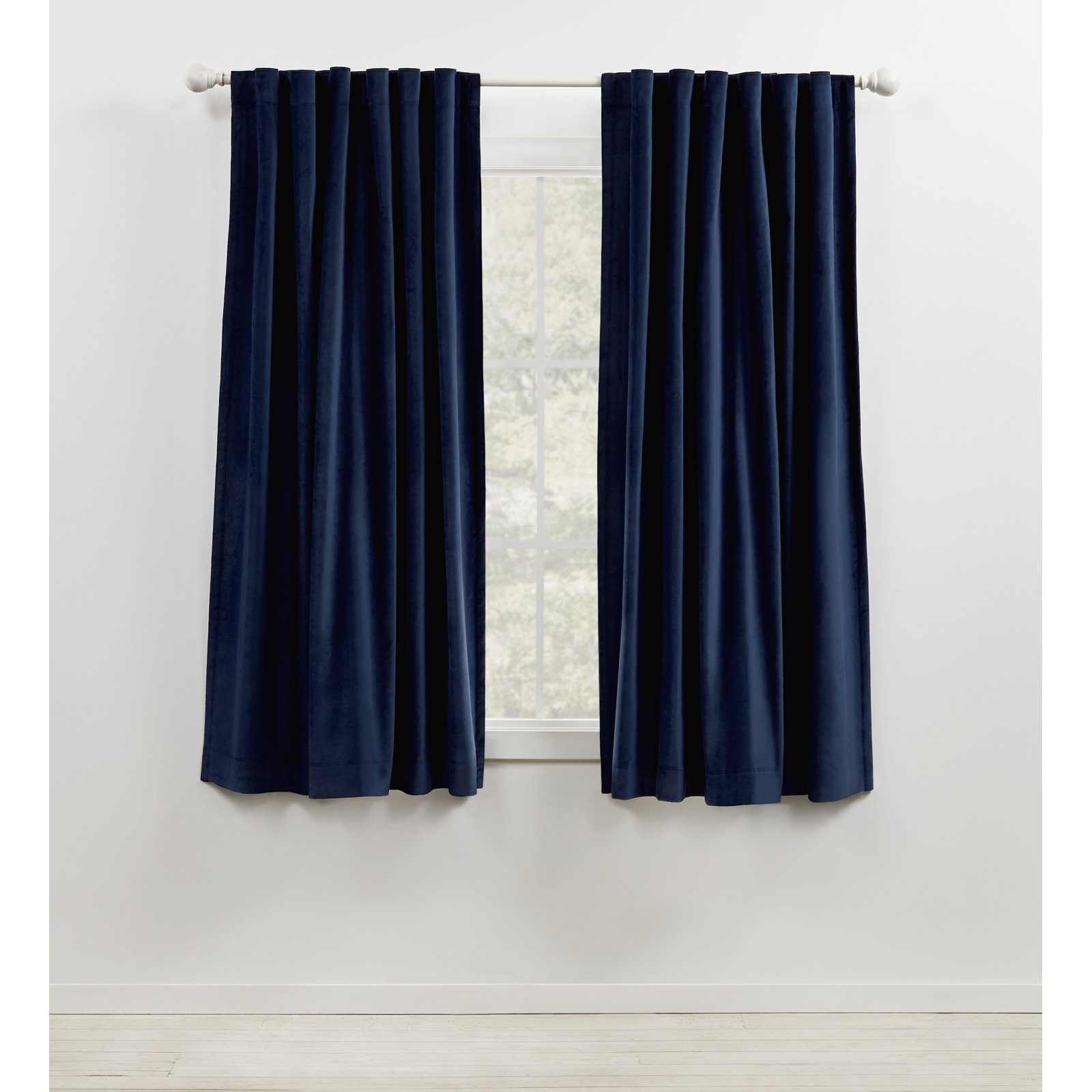 Lauren Ralph Lauren Waller 100% Cotton Blackout Curtain, 52" x 63", Navy