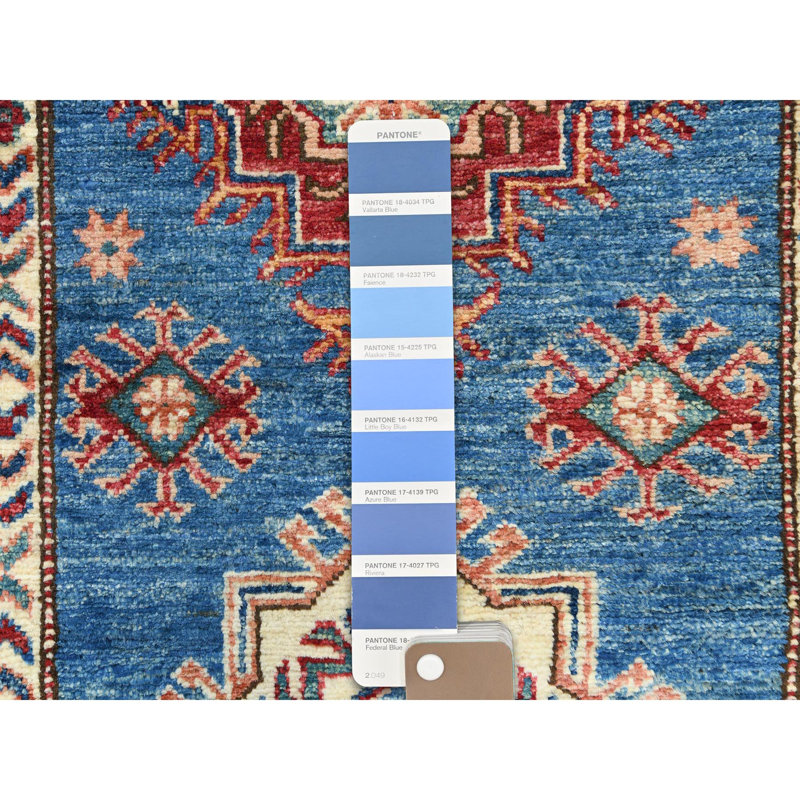 Tapis de couloir bleu en laine super Kazak noué à la main 2 pi 9 po x 40 pi 6 po 42060071F815499A8D1BF29BDC4F0F7A
