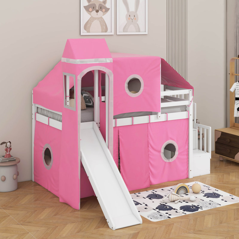 Lit mezzanine simple avec tente et tour