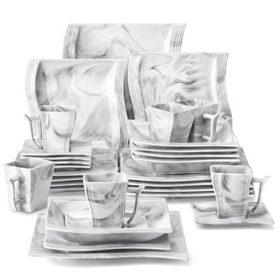 30 Piece Porcelain China Dinnerware Set - Service for 6