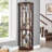 Corner Glass Cabinet With Lighted Curio Display, Adjustable Shelves For Living Room And Antique Collections-1604386736