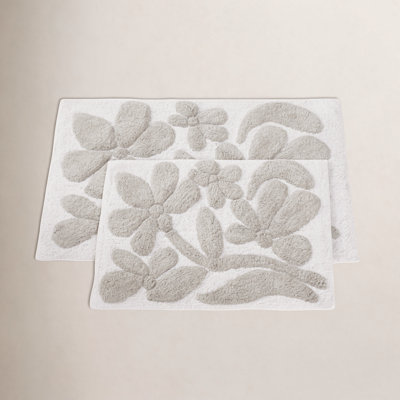 Tapis de bain 100% coton à motif floral