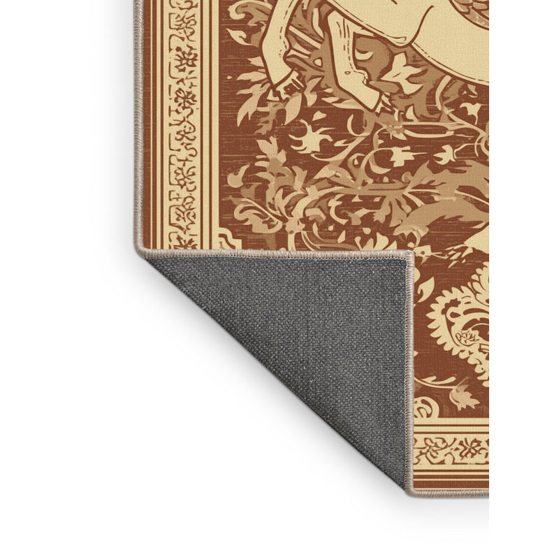 Tapis oriental doux et moelleux en hippogriffe classique brun et beige, 5 x 8