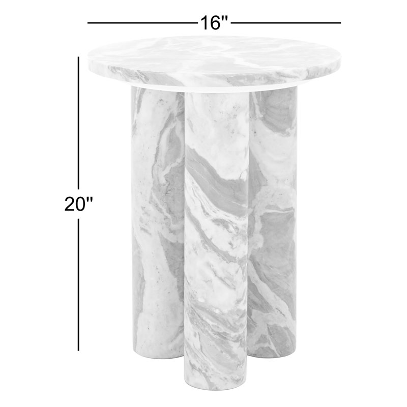 Giabella End Table, Brown/White