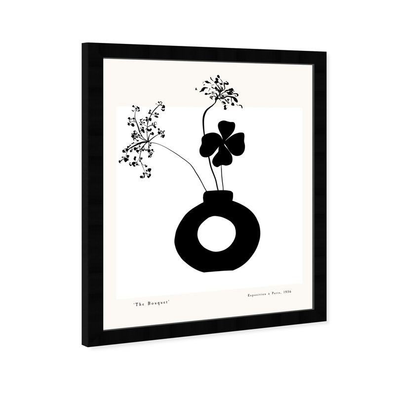 «Black and White Flower in a Vase» par Joss & Main - reproduction de cadre photo, Noir, H 26 po x l 22 po