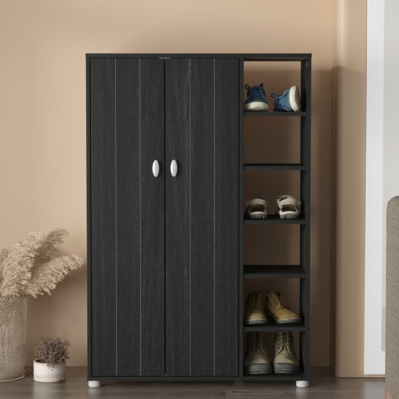 Shoe Storage Cabinet, Rustick Black Oak