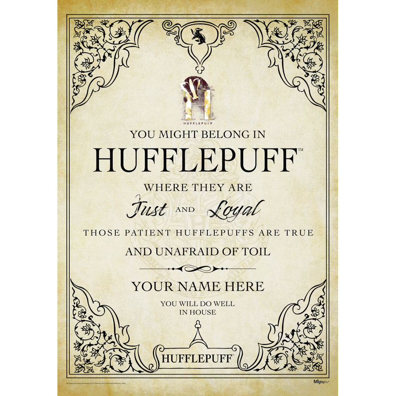 Harry Potter (Hufflepuff Assigned - Personalized)  Wall Art
