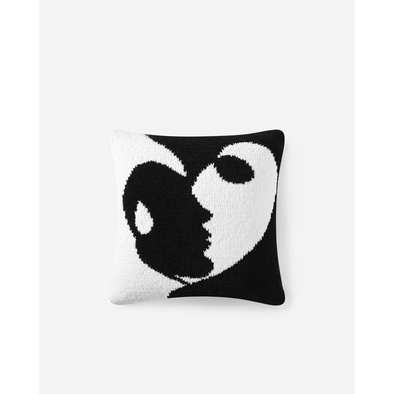Faces II Square Pillow Cover & Insert, Black/Off White