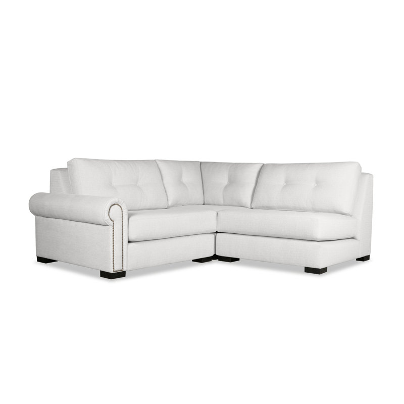 Canapé modulaire en microfibre / microsuède de 83 po de largeur Mosely, Microfibre / microsuède blanc cassé