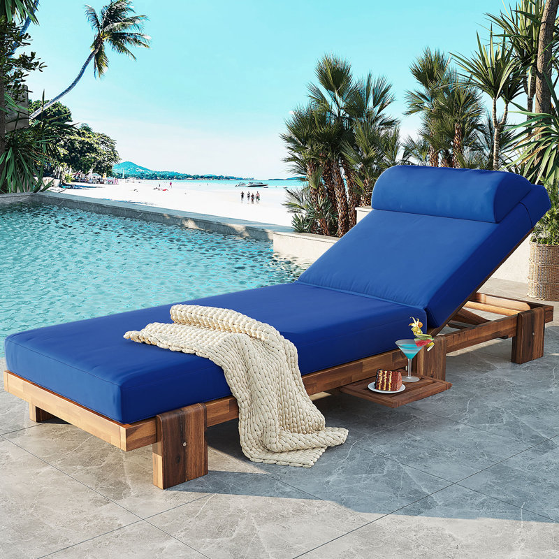 Chaise longue d'extérieur, coussin inclus, Bleu