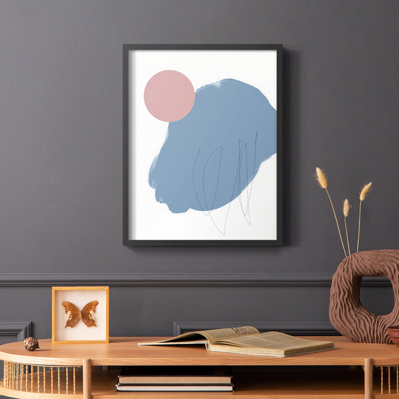 Elementary Abstract I Framed Print - Solid Wood, 14" H x 11" W, Black Single Picture Framed