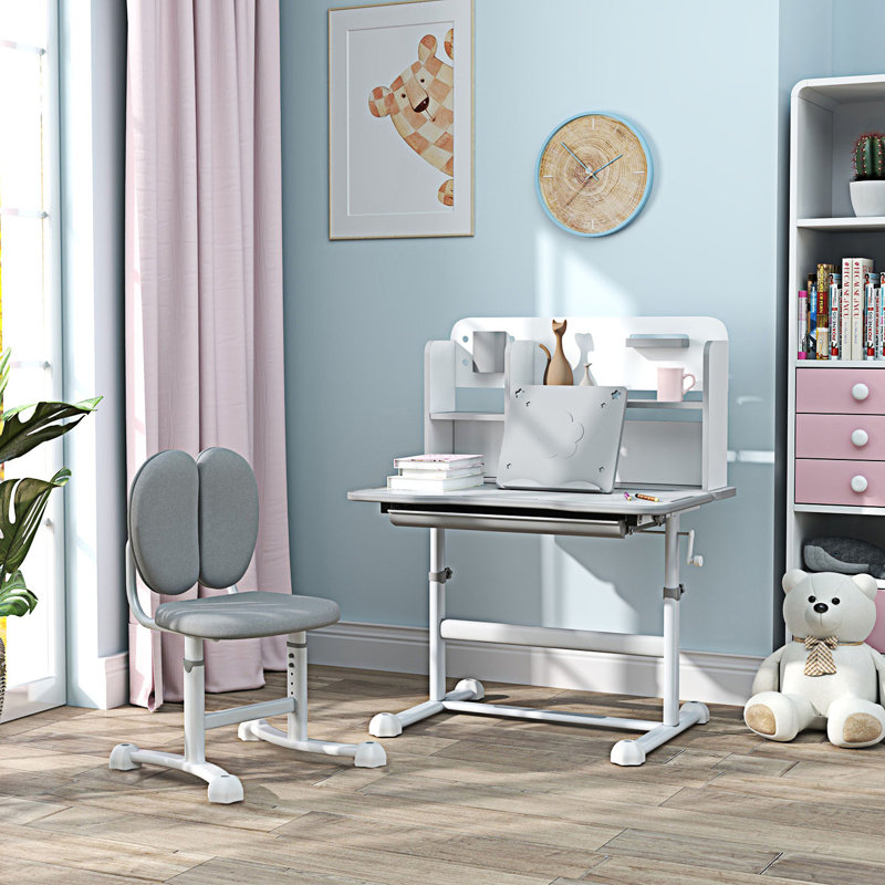 Ensemble de bureau et de chaise, ensemble de bureau et de chaise d'école à hauteur réglable avec bureau inclinable, tiroir de rangement