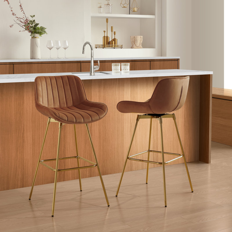 Neuhaus Swivel 28.34" Bar Stool, Caramel