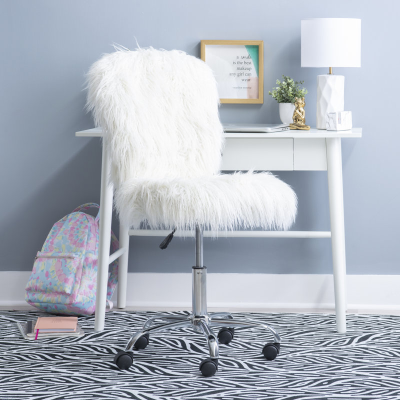 Faux Fur Task Chair, White