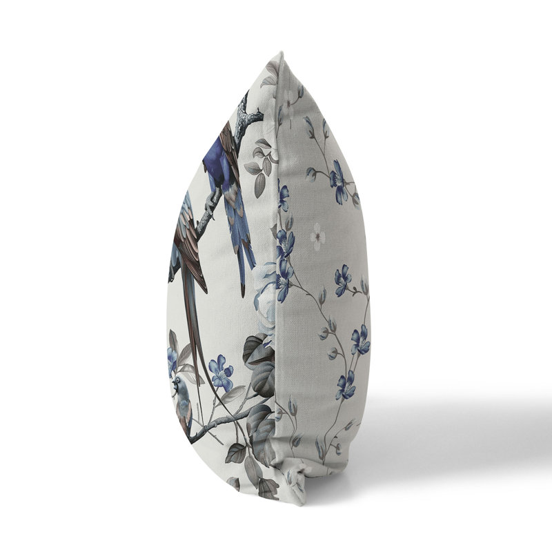 Coussin Parrot Petals Paradise, H 18 po x l 18 po, Bleu / argent