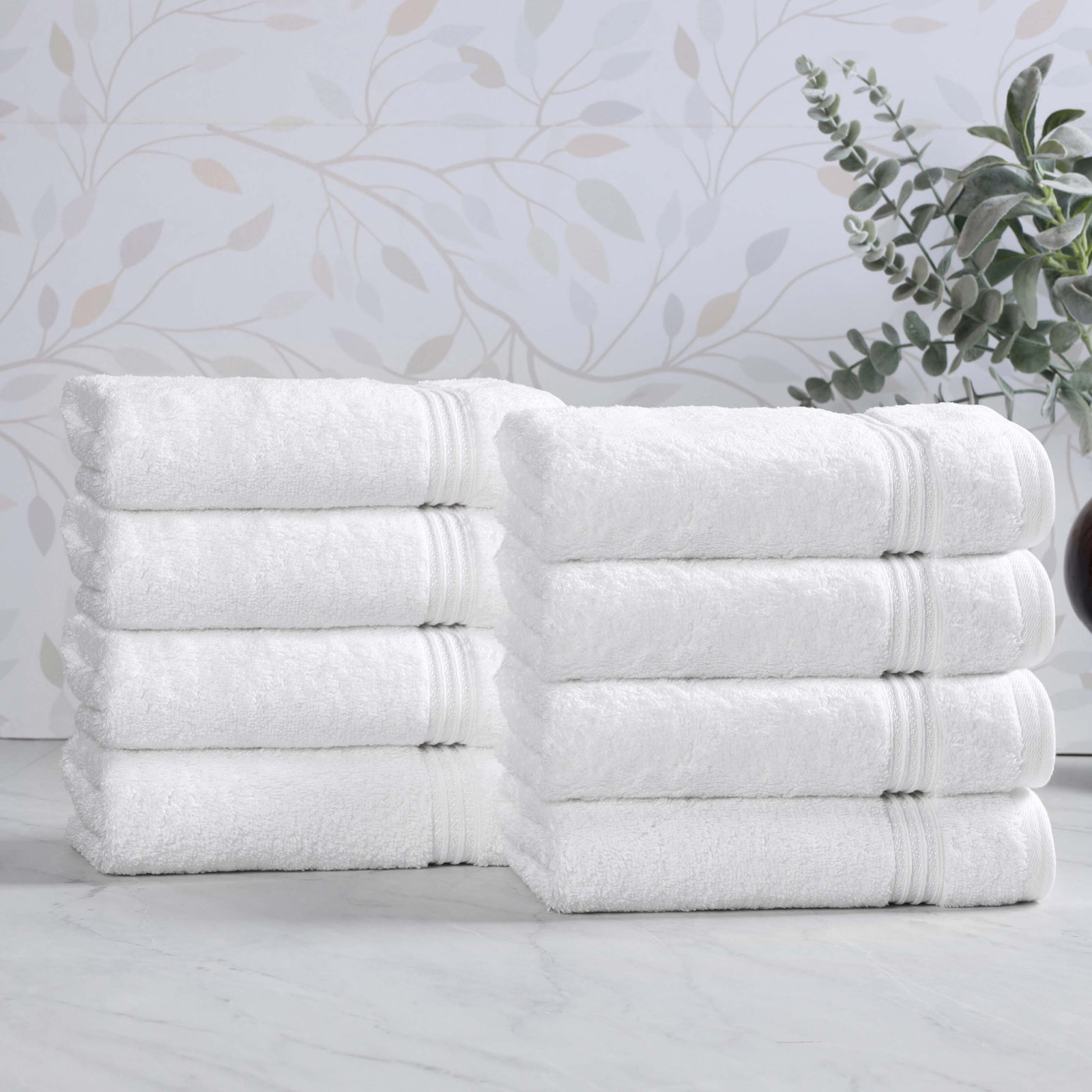 Oleg Egyptian-Quality Cotton Highly Absorbent Medium Weight Hand Towel Set, White