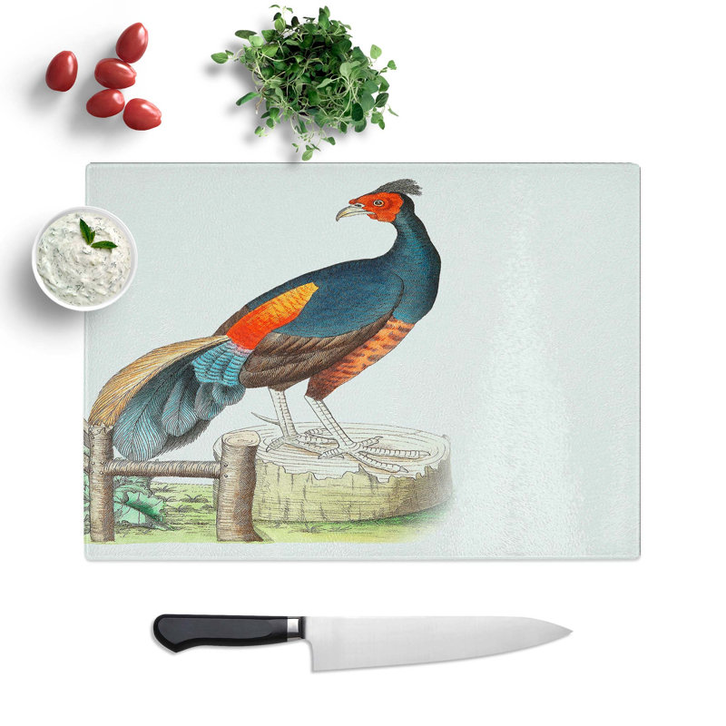 Glass Fire-Backed Pheasant by George Shaw Chopping Board, 39 cm W x 28.5 cm L