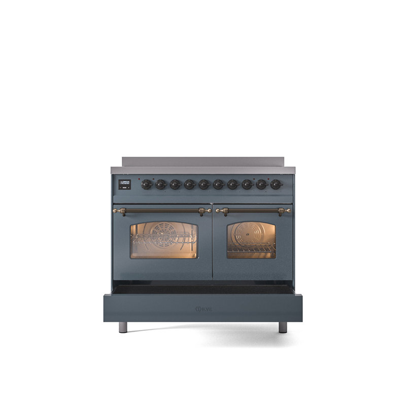 ILVE Nostalgie II 40 in Induction Range, Blue Gray/Bronze