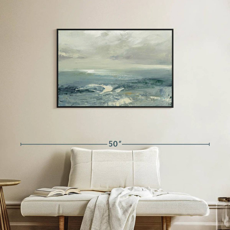 Vagues de plage d'été, Cadre flottant noir, 37 po x 25 po